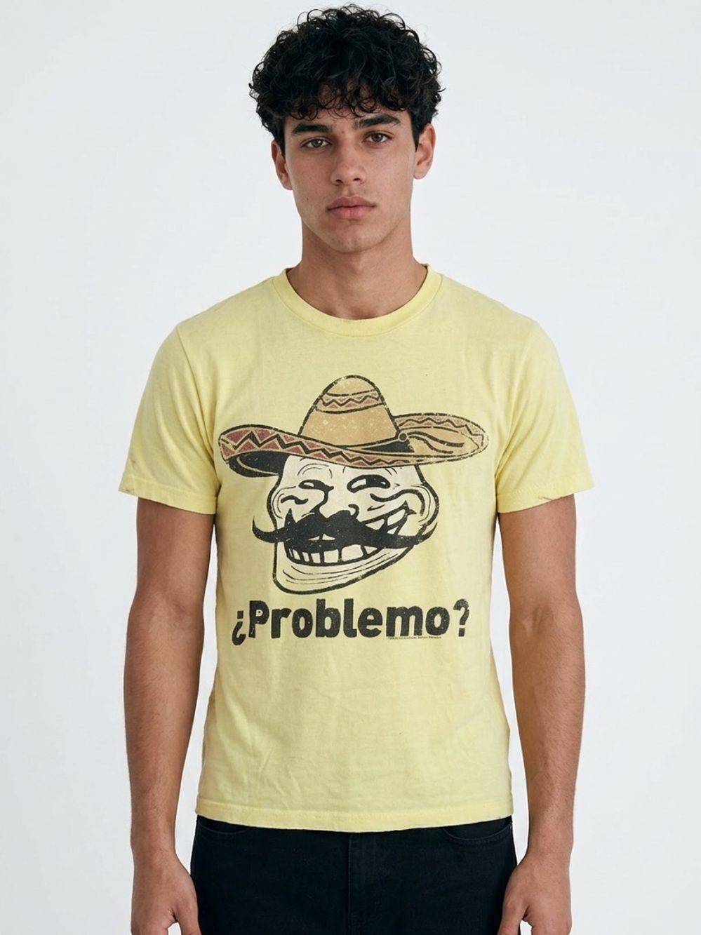 UNBRANDED | Yellow Graphic Tee ¿Problemo? Design Unisex Size Medium